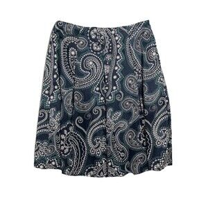Talbots Paisley Pleated Whimsical Midi Skirt Lined BOHO Sz 12 NWT
